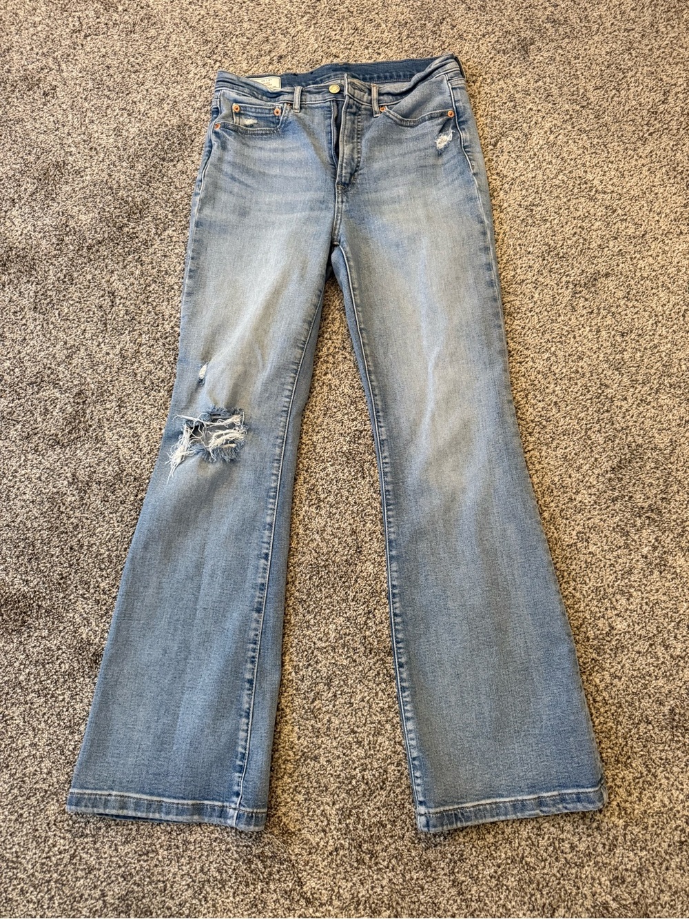 GAP Washed Light Blue Flare Jeans with Knee Distress